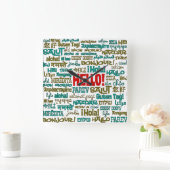 Hallo (Multi Language) - Wall Clock Quadratische Wanduhr (Zuhause)
