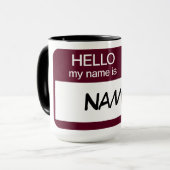 Hallo Name Abzeichen Weinverkostung individuell an Tasse (Vorderseite Links)