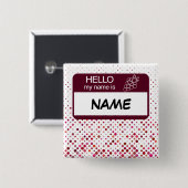Hallo Name Abzeichen Wine Polka Dots angepasst Button (Vorne & Hinten)
