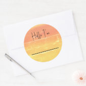 Hallo Name Sommer Rustikale Gelbe Pfirsichhochzeit Runder Aufkleber (Umschlag)