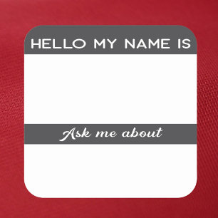 Hallo Name Tag Gefragt Über Quadratischer Aufkleber