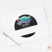 Hallo Name Tag Wein und Malveranstaltung Runder Aufkleber (Umschlag)