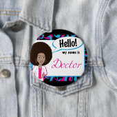 Hallo Namensschild - Dr. Afro Button (Beispiel)