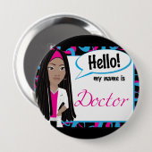 Hallo Namensschild - Dr. Dreadlocks Button (Vorne & Hinten)