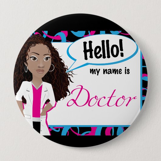 Hallo Namensschild - Dr. Sisterlocs Button (Vorderseite)