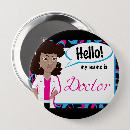 Hallo Namensschild - Dr. Updo Button (Vorne & Hinten)