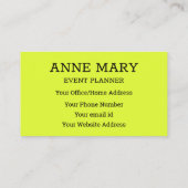 Hallo Neon Chartreuse Yellow Typografy Modern Visitenkarte (Rückseite)