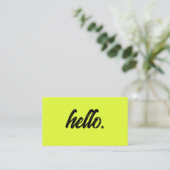 Hallo Neon Chartreuse Yellow Typografy Modern Visitenkarte (Stehend Vorderseite)