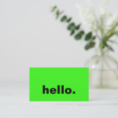 Hallo Neon Green Bright farbenfrohe Typografie Cus Visitenkarte (Stehend Vorderseite)