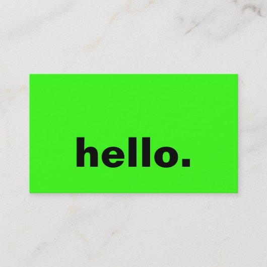 Hallo Neon Green Bright farbenfrohe Typografie Cus Visitenkarte (Vorderseite)