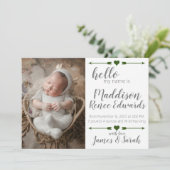 Hallo neue Geburtsankündigung für Fotos Einladung (Stehend Vorderseite)