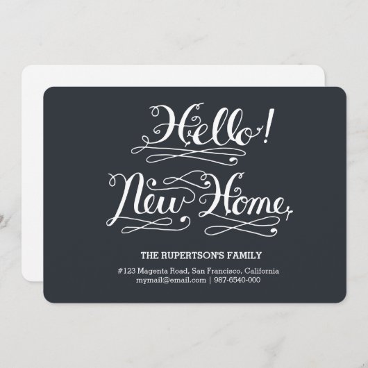 hallo neue Zuhause Kalligraphie Ankündigung (Vorne/Hinten)
