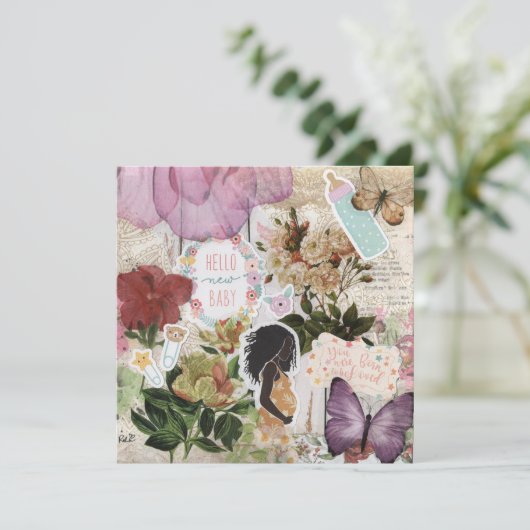 Hallo neues Baby! Babydusche Flat Grußkarte (Stehend Vorderseite)