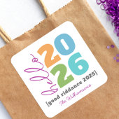 Hallo Neues Jahr Fett Modern Custom Add Year Name Quadratischer Aufkleber