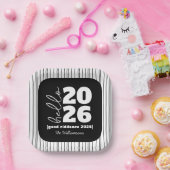 Hallo Neues Jahr Fett Schwarz-weißer Name Jahr Pappteller (Party)