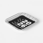 Hallo Neues Jahr Fett Schwarz-weißer Name Jahr Pappteller (Gewinkelt)