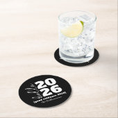 Hallo Neues Jahr Fett Schwarz-weißer Name Jahr Runder Pappuntersetzer (Vor Ort)