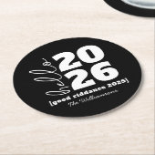 Hallo Neues Jahr Fett Schwarz-weißer Name Jahr Runder Pappuntersetzer (Angewinkelt)