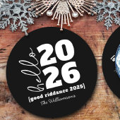 Hallo Neues Jahr Fett Schwarz-weißer Name Jahr Runder Pappuntersetzer