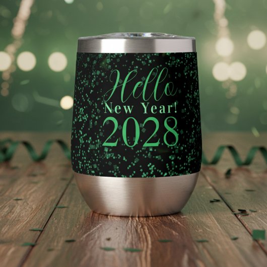 Hallo Neues Jahr! Silvester Grün Schwarz Glitzer