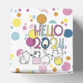 Hallo Neujahr 2024 mit Katzen spielen Geschenkschachtel (Oben)