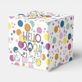 Hallo Neujahr 2024 mit Katzen spielen Geschenkschachtel (Rückseite)