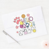 Hallo Neujahr 2024 mit Katzen spielen Quadratischer Aufkleber (Umschlag)