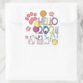 Hallo Neujahr 2024 mit Katzen spielen Quadratischer Aufkleber (Tasche)