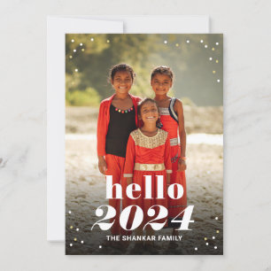 Hallo Neujahr EDITIERBARE FARBE Feiertags-Fotokart Feiertagskarte