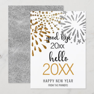 Hallo Neujahr Festivals Gold Glitzer Chic Feiertagskarte