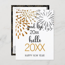 Hallo Neujahr Festivals Gold Glitzer Chic Postkarte