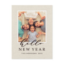 Hallo Neujahr Rustikale Imitate Burlap Texture Fot