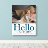 Hallo New Baby Boy Personalisierter Keepake Leinwanddruck (Insitu (Holzboden))