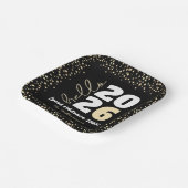 Hallo New Year Black Gold Modern Custom Year Name Pappteller (Gewinkelt)