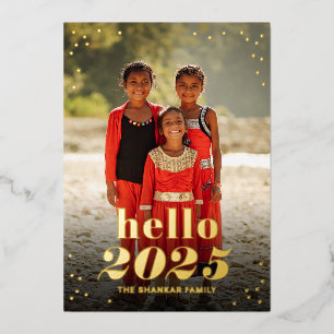 Hallo New Year Foil Holiday Foto Card Folien Feiertagskarte
