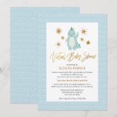 Hallo Niedlich Blue Dinosaur Virtual Baby Dusche Einladung (Vorne/Hinten)