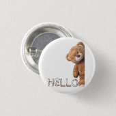 Hallo Niedlich Brown Teddy Bear Button (Vorne & Hinten)