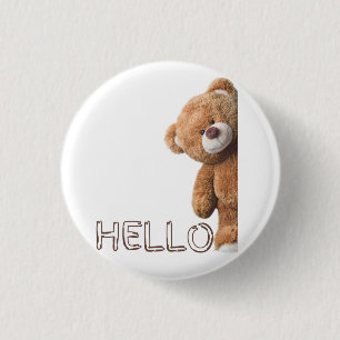 Hallo Niedlich Brown Teddy Bear Button