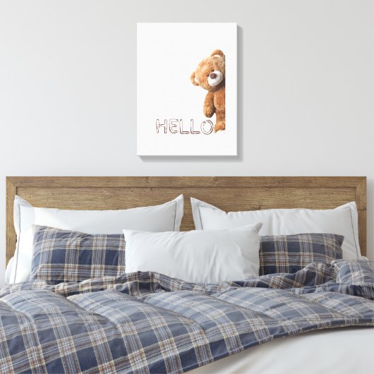 Hallo Niedlich Brown Teddy Bear Leinwanddruck (Insitu (Schlafzimmer))