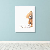 Hallo Niedlich Brown Teddy Bear Leinwanddruck (Insitu (Holzboden))
