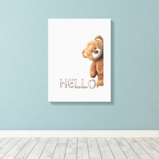 Hallo Niedlich Brown Teddy Bear Leinwanddruck (Insitu (Holzboden))