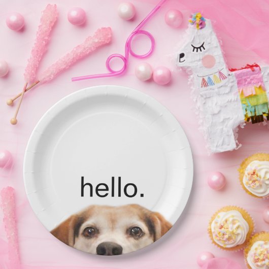 Hallo Niedlich Funny Beagle Dog Modernes Trendy Pappteller (Party)