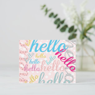 Hallo Niedlich Pastel Typografie Postkarte