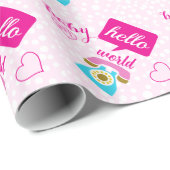 Hallo Niedlich Pink Baby Girl oder Personalize Geschenkpapier (Rolleneckpunkt)