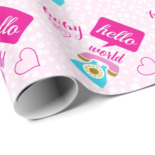 Hallo Niedlich Pink Baby Girl oder Personalize Geschenkpapier (Rolleneckpunkt)