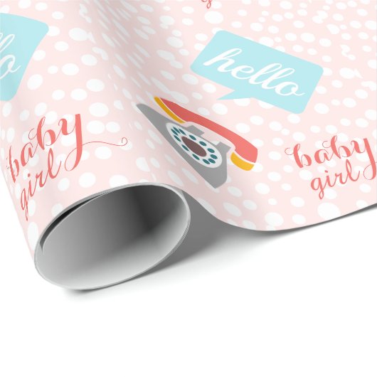 Hallo Niedlich Pink Baby Girl oder Personalize Geschenkpapier (Rolleneckpunkt)