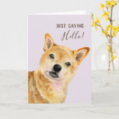 Hallo | Niedlich Shiba Inu Dog Karte (Gelbe Blume)