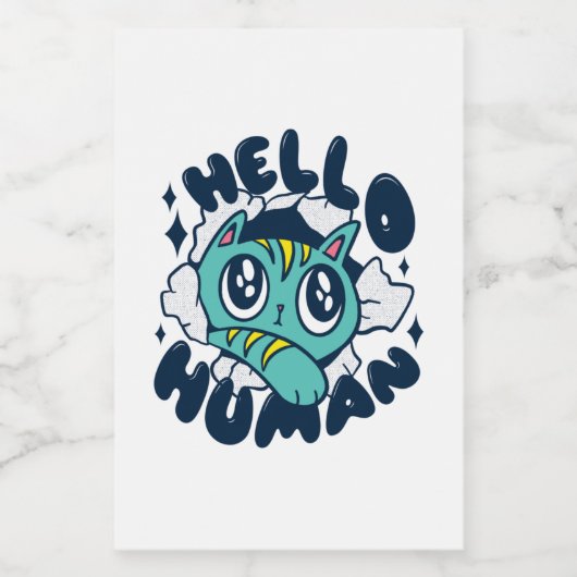 Hallo Niedliche Katze Lebensmitteletikett (Einzelnes Label)