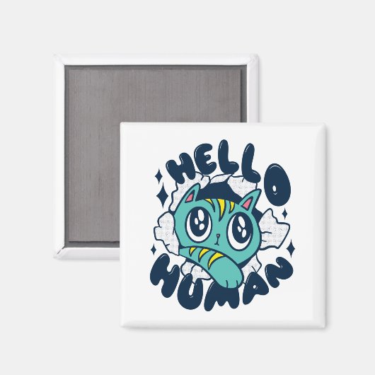 Hallo Niedliche Katze Magnet (Vorderseite/Rückseite)