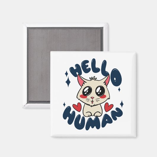 Hallo Niedliche Katze Magnet (Vorderseite/Rückseite)